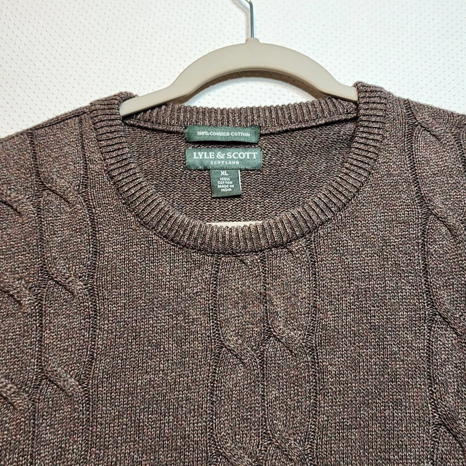 Suéter Lyle Scott Escocia Para Hombres Extra Grande Marrón Manga Larga Pullover Algodón Foto 2 de 4