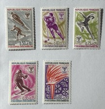 5 TIMBRES JEUX OLYMPIQUES GRENOBLE FRANCE N° 1543/1547 NEUF** LUXE 1968