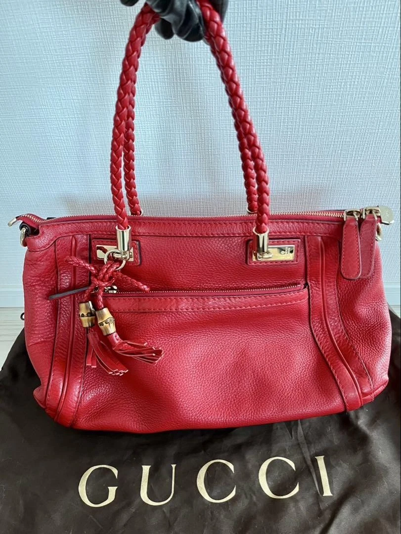 Sac à main GUCCI gland rouge rouge sac bandoulière bambou cadeau 0411b