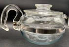 Vintage PYREX Glass Coffee Tea Pot Kettle Flameware 6 Cup USA W/ Lid 7756-0