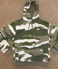 Nike Hoodie Mens S Camo NSW Club Fleece Lived In Pre-Faded Pullover Long Sleeve