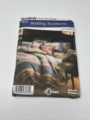 NEW Simplicity Uncut Home Decorating Bedding Accessories With Quilting #4512