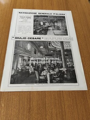 1924 SHIP GIULIO CESAR NGI INTERIOR DECORATION LIVING ROOM CLASS LUXURY ADVERTISING ERA
