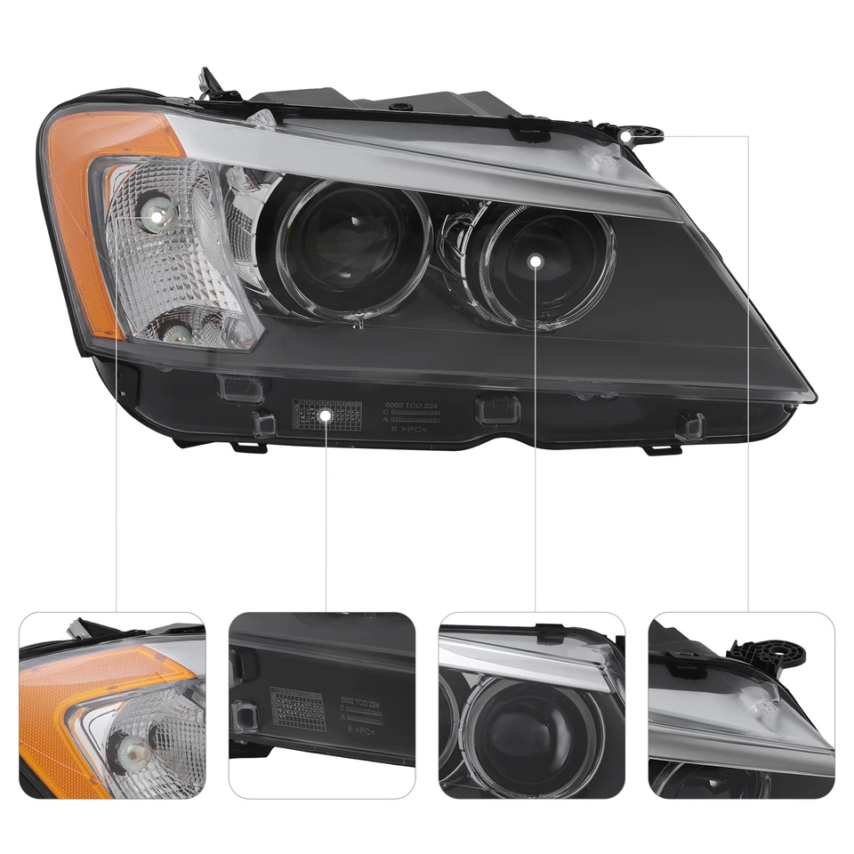For 2011-2014 BMW X3 xDrive28i Xenon/HID Headlight Headlamps (Non-AFS) Pair Set Foto 3 de 4