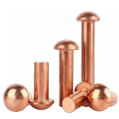 DIN 660 Solid Pure Copper Round Head Rivet Cup Head Rivet Fasteners M1.5 M2-M8 - Image 1 of 4