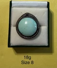 Vintage Navajo Sterling Silver And Turquoise Size 8 Ring