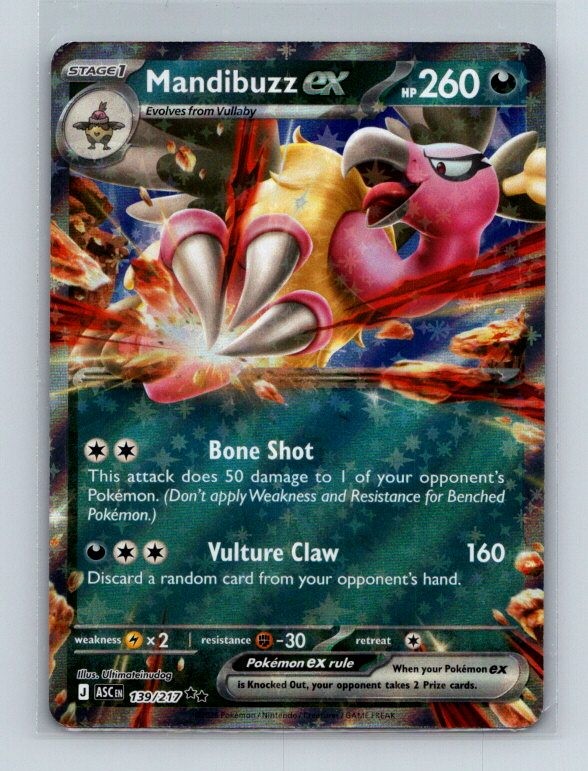 Mandibuzz ex 139/217 Double Rare ME: Ascended Heroes Pokemon Holo Near Mint