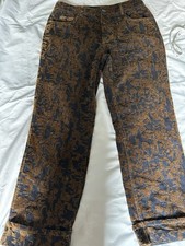 BoohooMAN Men’s Pants Size 30 Brown Blue Patterned Straight Leg Jeans Trousers