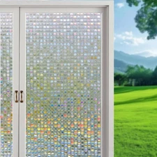 Stained Glass Window Privacy Film, Mosaic Film Rainbow Vinyl Cling Decorative...