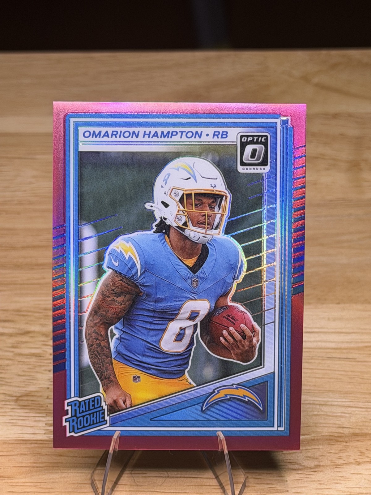 2025 Panini Donruss Optic - Rated Rookie Omarion Hampton #212 Pink Prizm (RC)