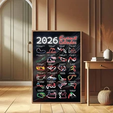 F1 2026 Event Calendar Poster Formula One Race Tracks Grand Prix #1