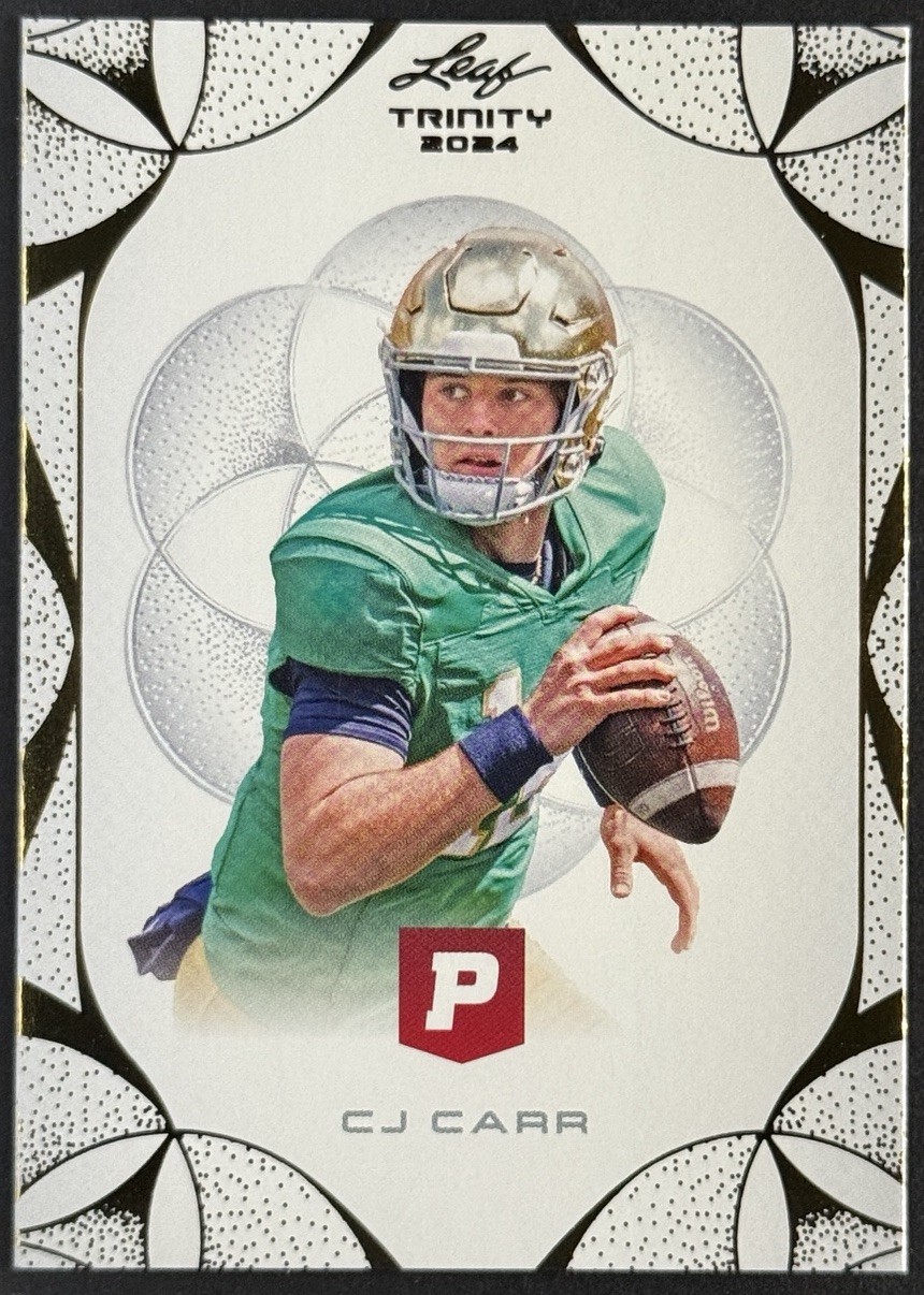 Cj Carr 2024 Leaf Trinity Pristine #22 Gold RC Notre Dame Fighting Irish