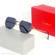 Cartier Hexegon Black Framless Lens Gold Frame FREE Shipping