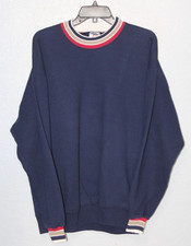 VTG Jerzees Sweatshirt Men XL Blue Blank Ringer Super Sweats USA Made Activewear