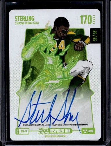 Bo Jackson Battle Arena Update- STERLING Sterling Sharpe Glow Auto /25 #BFA-63