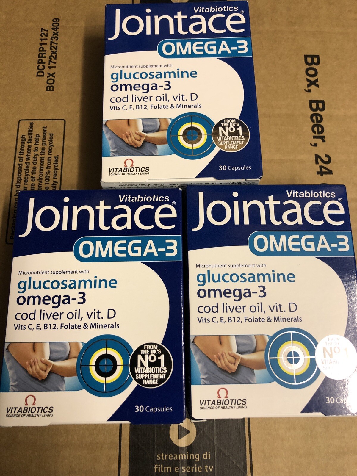 3 X Vitabiotics Jointace Omega 3 Active Glucosamine Cod Liver Oil 30