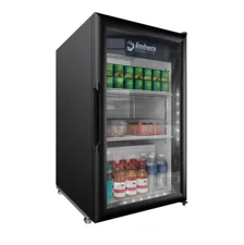Omcan USA 41214 21" Countertop Glass Door Refrigerator in Black, 5.1 cu. ft.