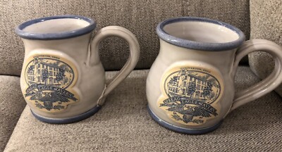 Spread Eagle Tavern Stoneware Art Pottery Mugs Hand Crafted Hanoverton Ohio New