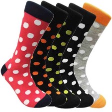 Mens Polka Dots Dress Socks Mid-Calf Cotton Dress Trouser Dress Socks