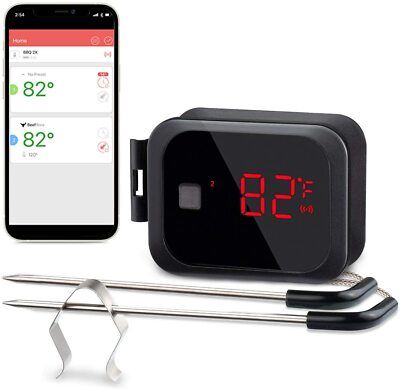 2Probes Digital Barbecue Smoking Thermometer Wireless IBT-2X Meat Cooking Food