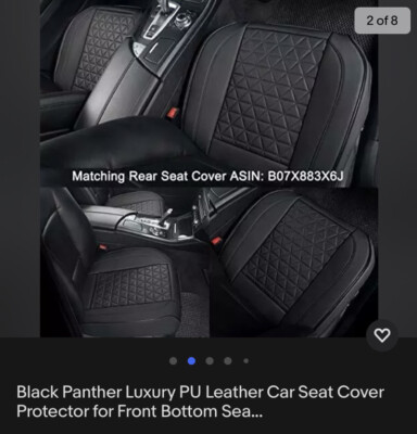 Black Panther Luxury PU Leather Car Seat Cover Protector for Front