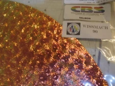 Dichroic Glass:CBS 90 COE Salmon on Florentine Textured Thin Black 3"Sq