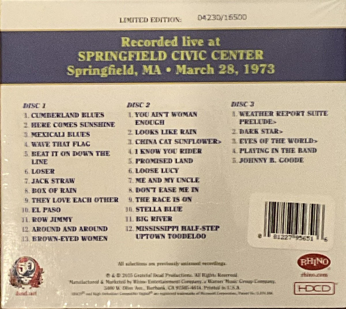 Grateful Dead Dave's Picks Vol 16 Springfield MA 3/28/1973 3