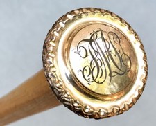 Vintage Antique Gold Filled Engraved Malacca Swagger Knob Walking Stick Cane