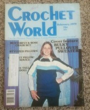 Vintage Crochet World February 1970s Patterns Art Designs Sewing Photos Knit