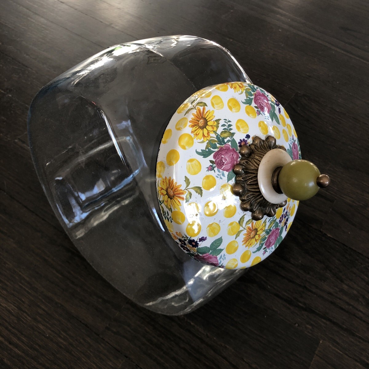Mackenzie Childs Cookie Jar Canister Buttercup Floral Enamel Lid
