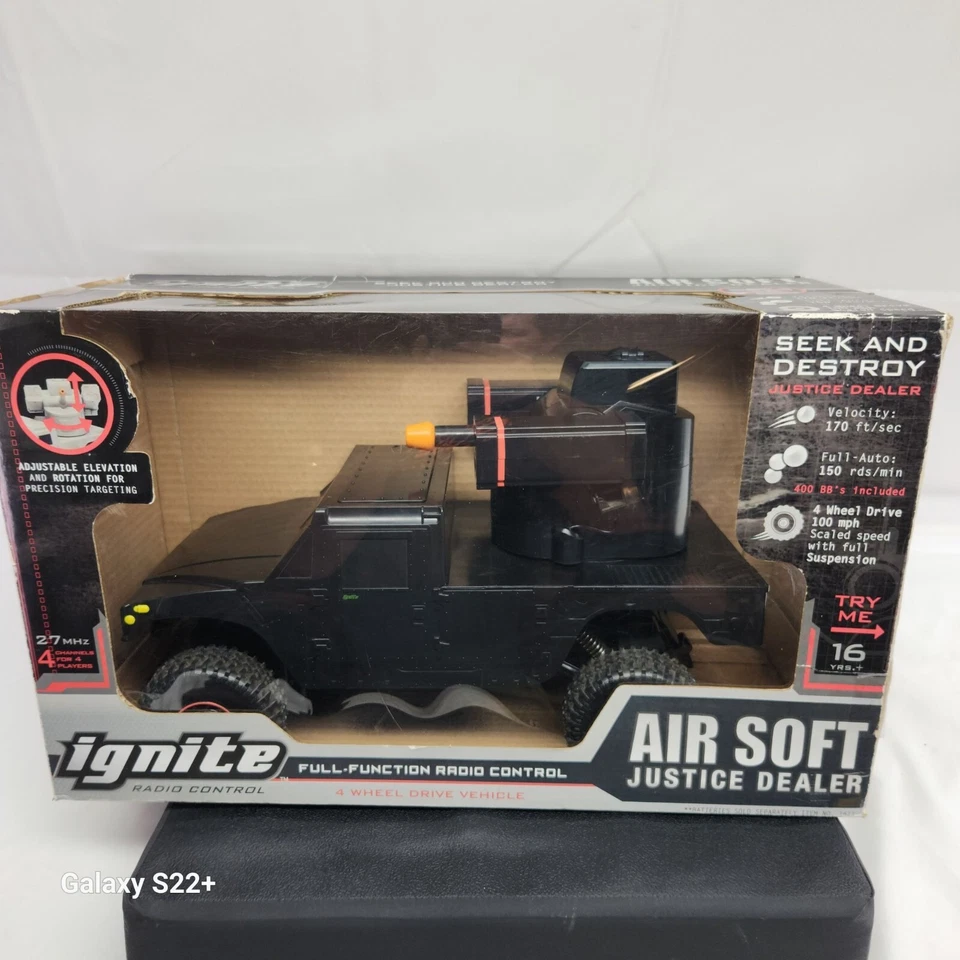 Ignite RC Torreta Negra Montada Militar Hummer Justice Distribuidor 4x4 De Colección Airsoft Foto 4 de 4
