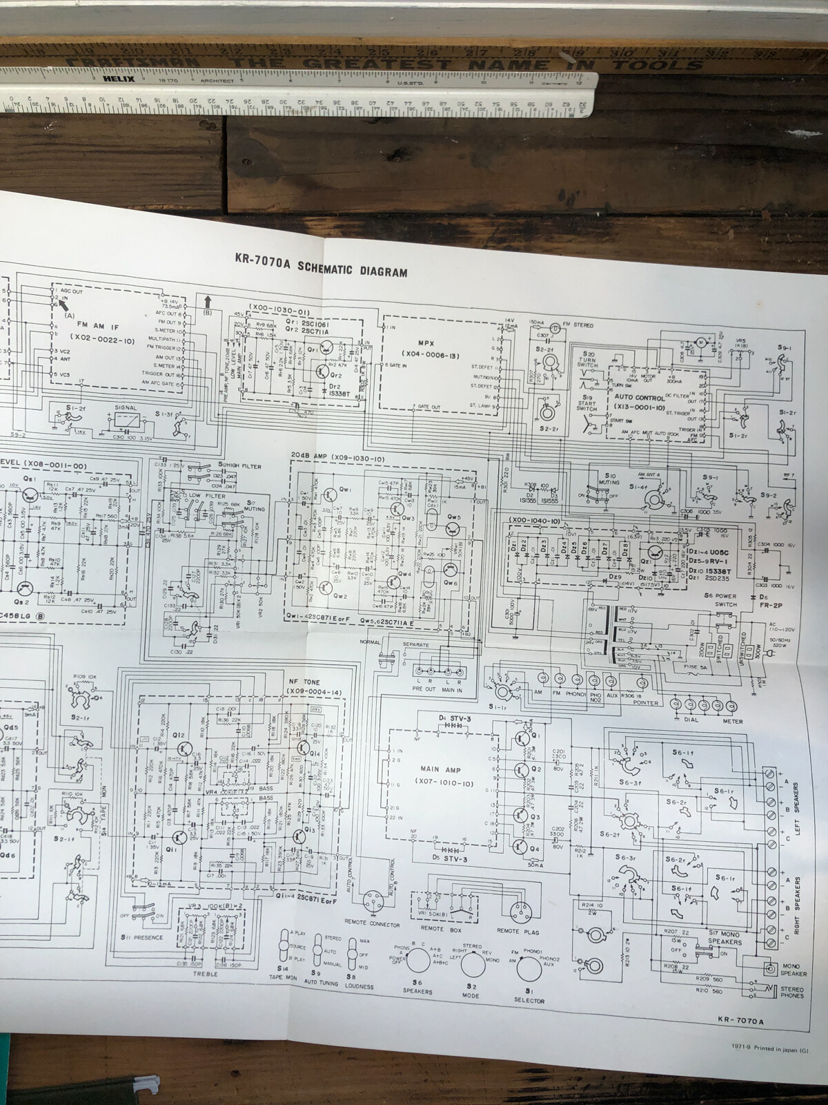 Kenwood KR-7070A Receiver Large Fold Out Schematic *Original*