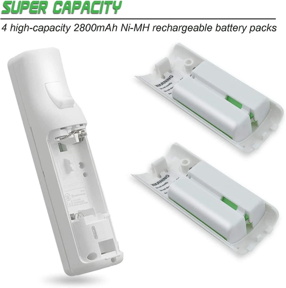 Rechargeable Batteries 4 Pack for Nintendo Wii/Wii U RemoteController 2800mAh - Image 3 of 4