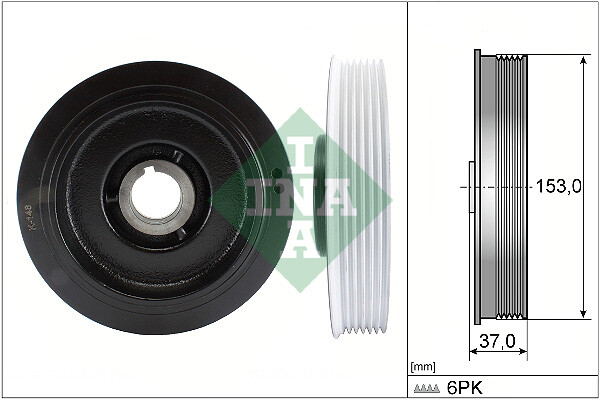 INA 544 0058 10 Keilriemenscheibe Kurbelwelle Mit Riemenscheibenbremse 6 Rippen-image