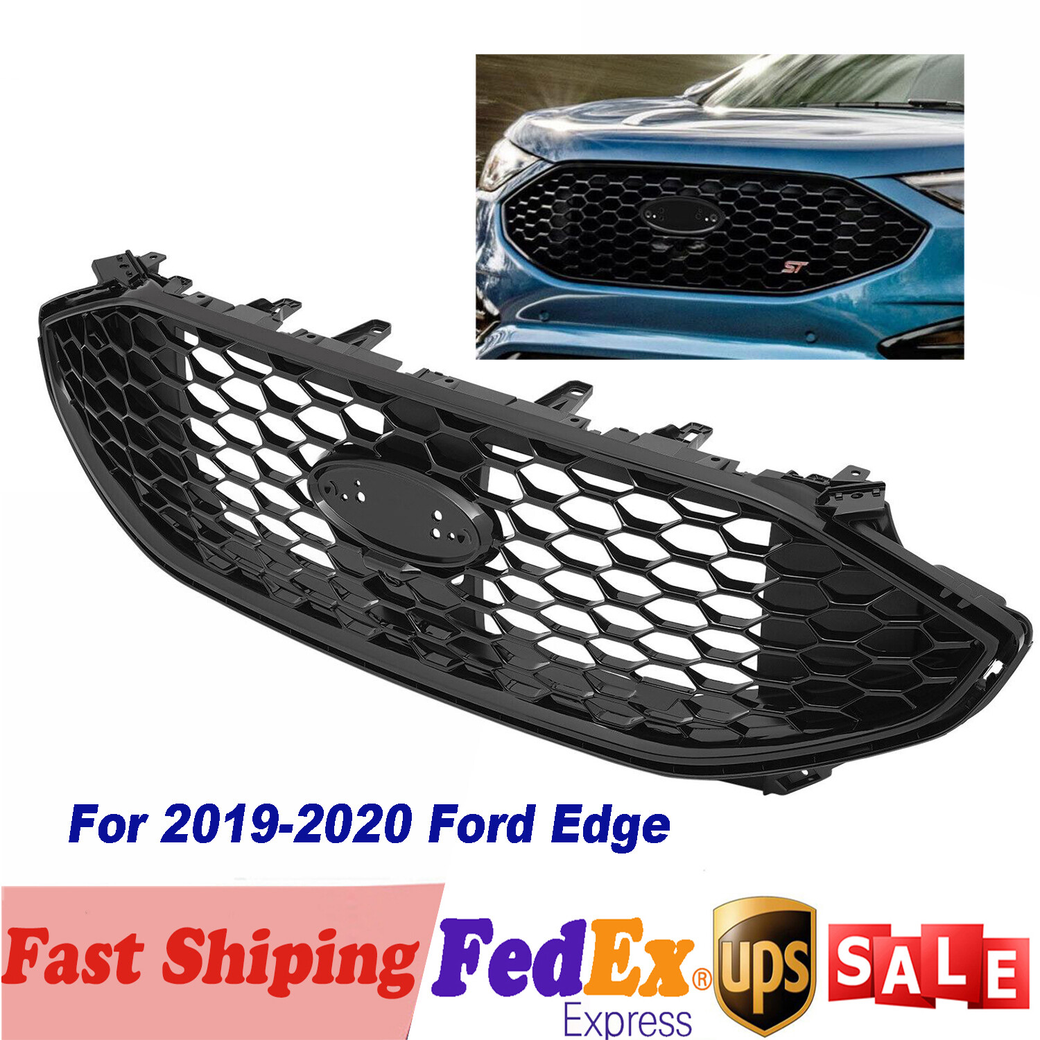 For 2019 2020 Ford Edge Black Front Upper Bumper Grille Grill KT4Z-8200-BA New