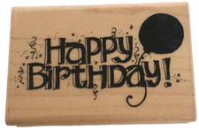 JRL Design Rubber Stamp Happy Birthday Card Sentiment Balloon Confetti Party