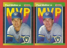 PAUL MOLITOR - (2) Cards 1989 Donruss MVP #BC9 *2 Variations* dot after INC