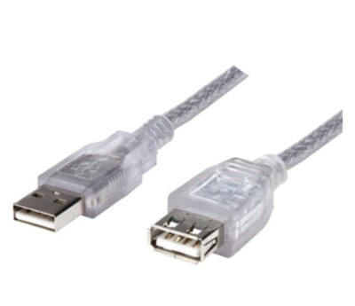 Manhattan 10' USB 2.0 Extension Cable Cord Ten Feet Translucent Gold Connectors