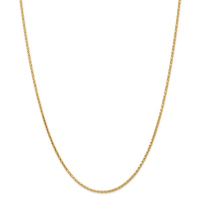 Echte 14kt Gelbgold 1,9 mm runde D/C Weizenkette; 18 Zoll