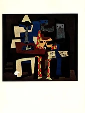 1964 PICASSO Vintage "THREE MUSICIANS" FABULOUS CUBISM COLOR offset Lithograph