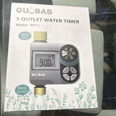 QUOBAS 1-Outlet Water Timer WT11 Brass Inlet & Outlet Digital LC-Display