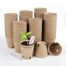 100PCS Peat Pots 3.15 Inch Seed Starting Nursery Garden Pots with 20 Plant La...