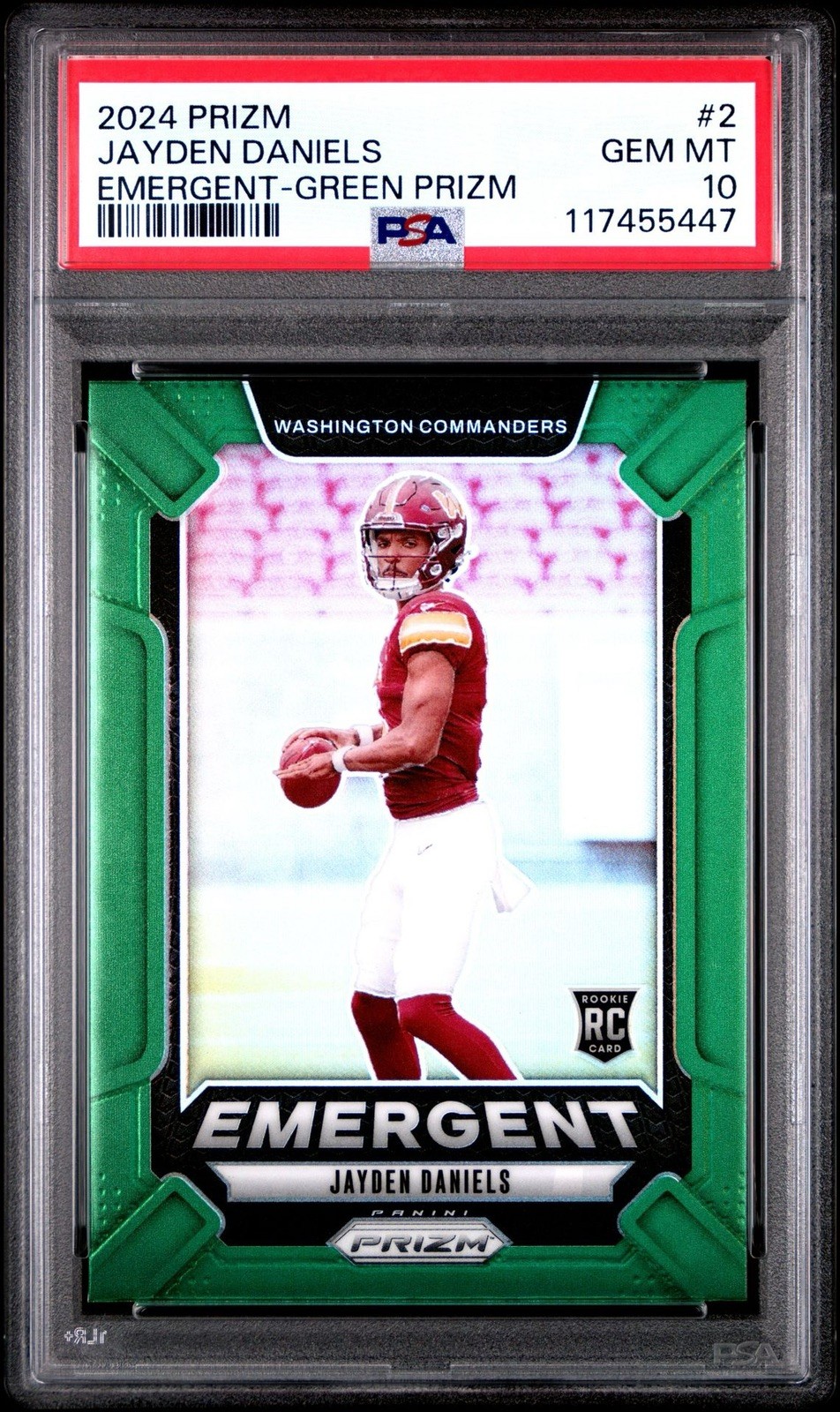 Jayden Daniels Panini Prizm Emergent #2 Green