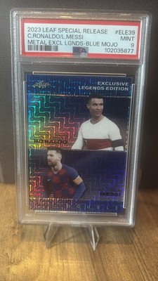 2023 Leaf Special Release- Double Lionel Messi, Cristiano Ronaldo /20 Blue Mojo