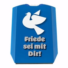 Friendstaube Parkscheibe in blau mit Spruch Friede sei mit Dir
