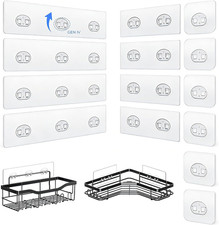 Shower Caddy Adhesive Replacement Hooks, Strong Waterproof Strips, No Drilling f
