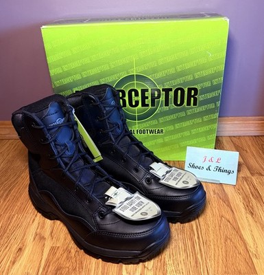Interceptor Men's Size 10W Force Black Leather Steel Toe Tactical Work Boots