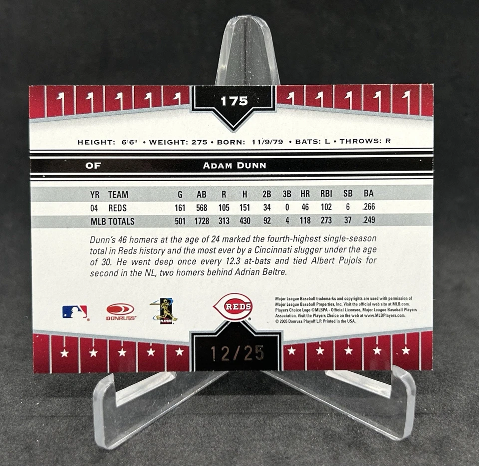2005 Donruss Champions Green Impressions /25 Adam Dunn #175 Free Shipping SP - Image 2 of 2