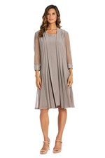 R M Richards Womens Embellished Evening Two Piece Dress Size 12 Taupe