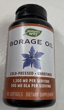 Nature's Way Borage Oil 1300 mg Cold Pressed 60 Softgels exp 3/31/27